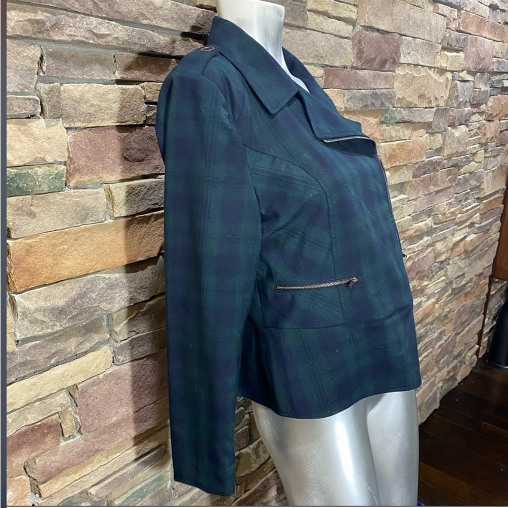 Cabi Tartan Blazer Green/Navy Blue Sz 6 - Picture 5 of 5